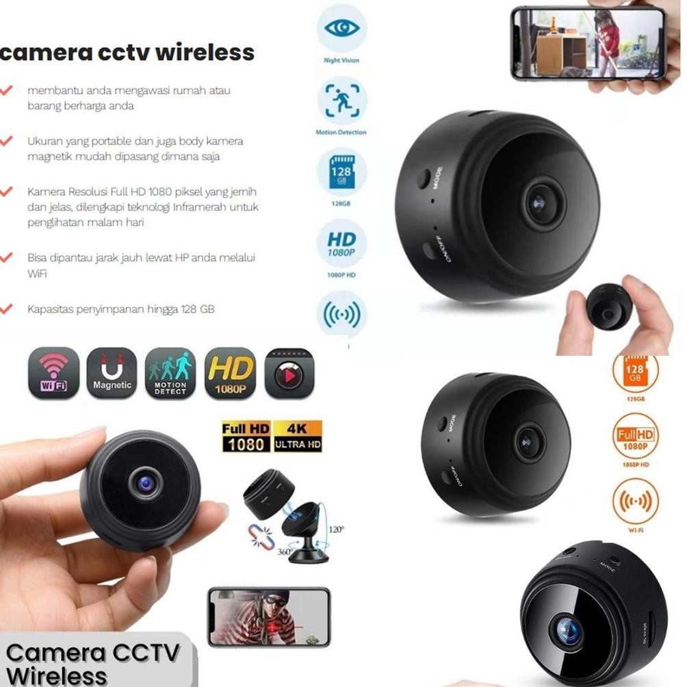 Kamera Pengintai WiFi Mini CCTV HD 1080P Cam IP Camera Kecil Konek HP - Kam Wide Angle Full HD Tempe