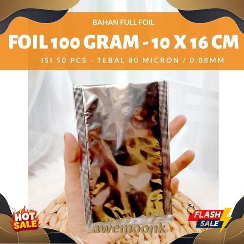 GROSIR FOIL SACHET - Plastik Foil Silver - alumunium foil 100 gram uk.10X16,Distributor Kemasan Alum