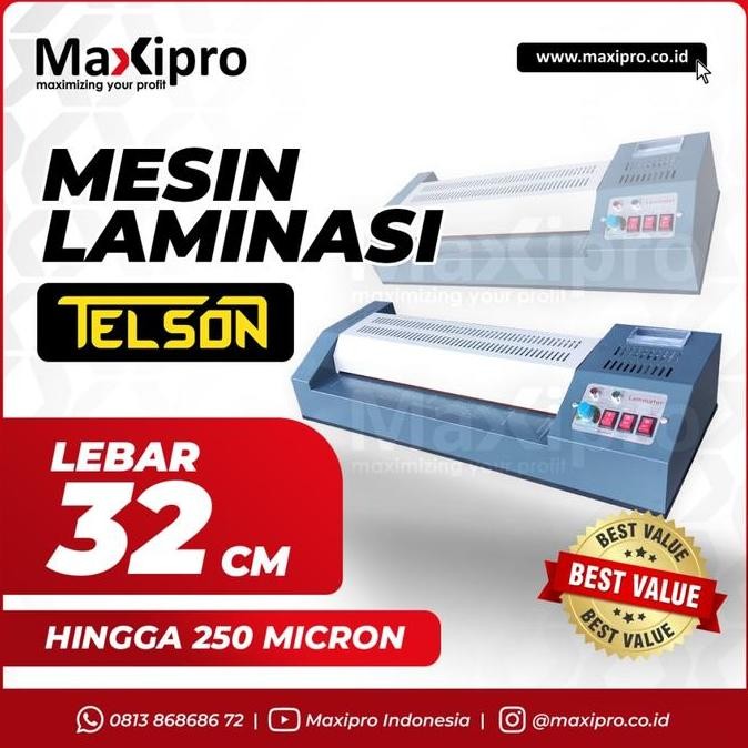 TERMURAH - Mesin Laminating Panas Dingin Telson A3 YG-320C Laminasi Roll 25mm
