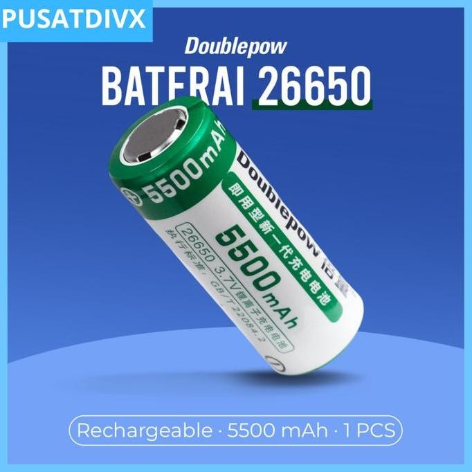 SANJI DOUBLEPOW BATERAI 26650 RECHARGERABLE 3.7 V 5500 mAh BATERAI CAS