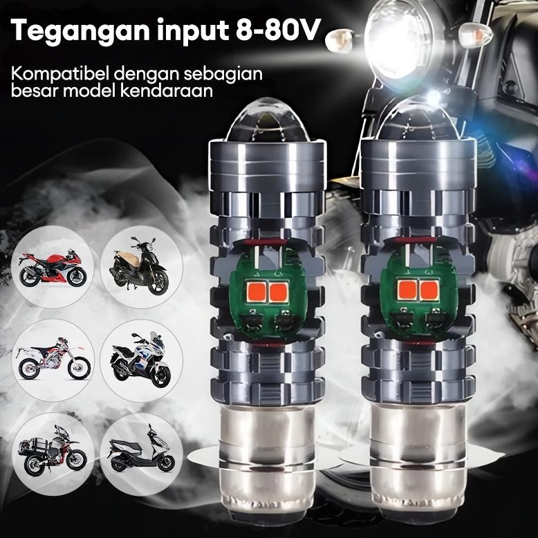 TERLARIS ~ lampu motor led super terang lampu h6 laser hi lo lampu utama lampu depan beat fi laser 2