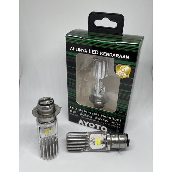TERLARIS ~ TERMURAH  Lampu LED MOTOR ORIGINAL AYOTO M2B H6 AC/DC 8WATT+8WATT 