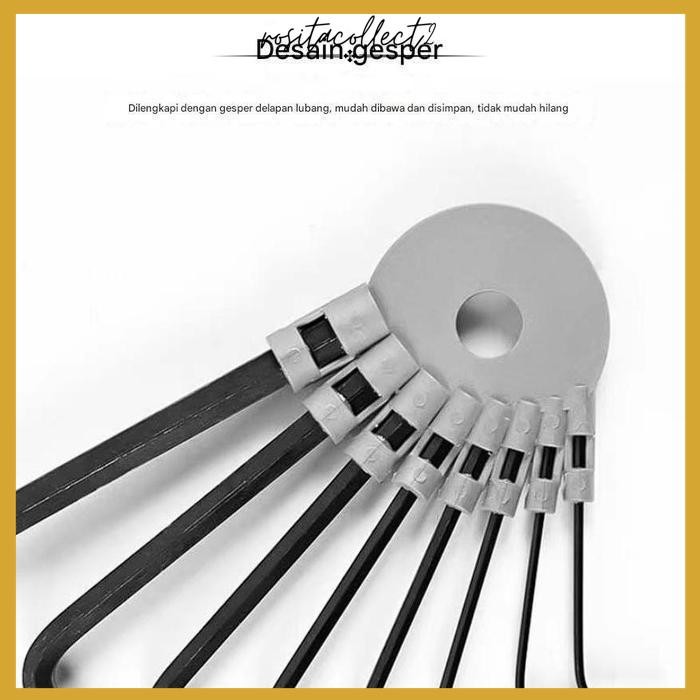 KUNCI L POLOS PENDEK SET HEX KEY RING 1,5MM 2MM 2,5MM 3MM 3,5MM 4MM 5MM 6MM  MM 10IN1 TOOLS WRENCH H