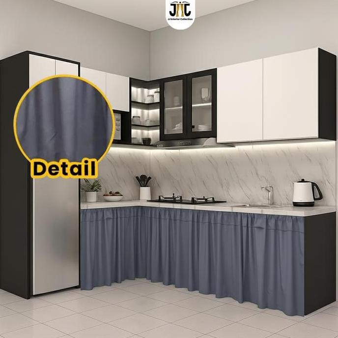 Hordeng Kolong Dapur Minimalis Polos Tirai Bawah Kompor