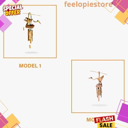 Gercep Lonceng Angin Bambu Motif Burung - Genta Angin Bambu - Gantungan Bambu - Lonceng Bambu - Lonc