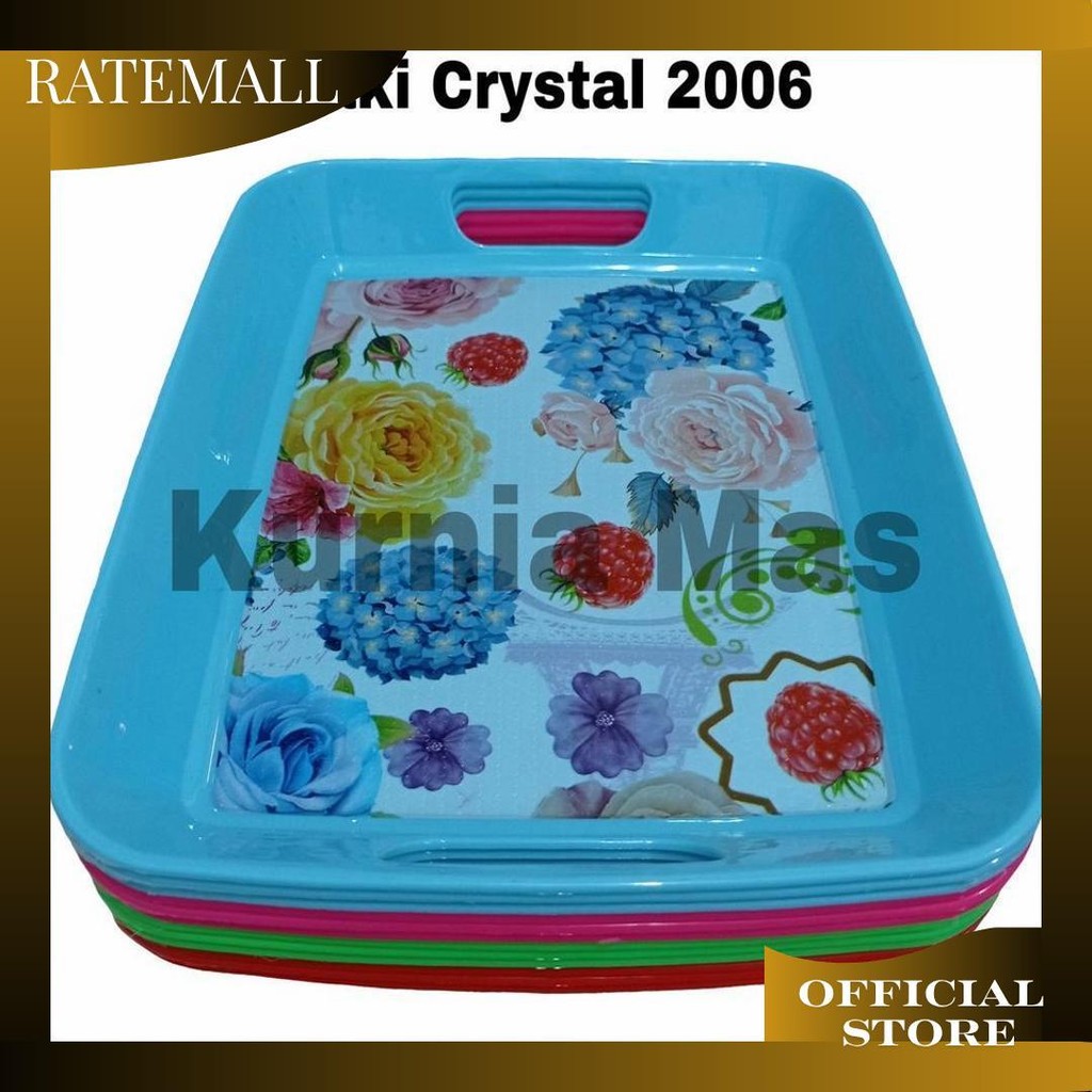 Nampan Plastik Bunga Baki Crystal 2006 Nampan Plastik Segi Motif Bunga Promo Puncak