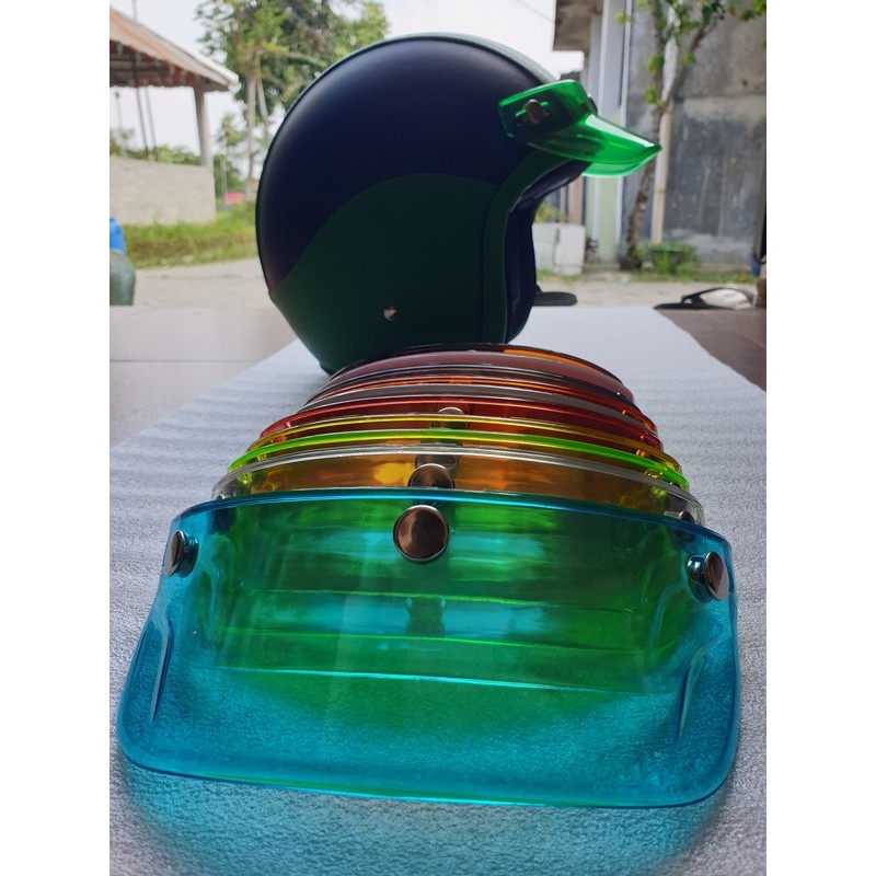 Pet topi helm bogo retro classic model slim head japan style visual transparan banyak pilihan warna