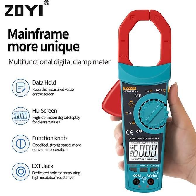 TERBARU - Zoyi VC903 Auto Range Clamp Meter Tang Amper Digital Tang Ampere AC DC