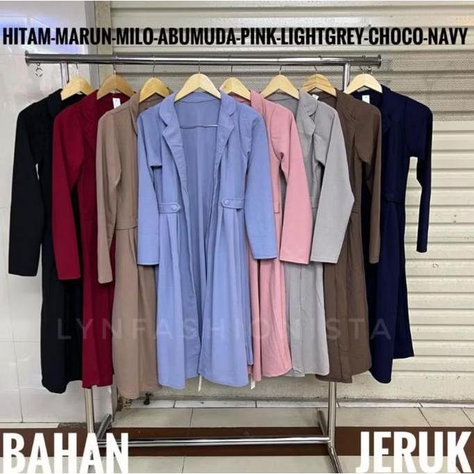 Long Outer Cardigan Panjang Wanita Muslimah Kerah Jeruk Tebal Mewah/Vika