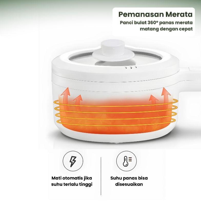 Panci Listrik Jumbo - Multifungsi Anti Lengket 2L dengan Kukusan Low Watt 650W | KITCHEN STUFF Alat 