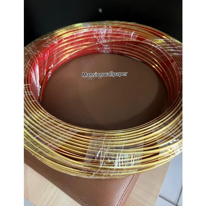 Qv21 Terlaris List Sticker Metalik Emas Silver Hitam Gold Dekorasi Dinding 3D Timbul Dekorasi Wallpa