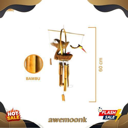 Termurah Lonceng Angin Bambu Motif Burung - Genta Angin Bambu - Gantungan Bambu - Lonceng Bambu - Lo