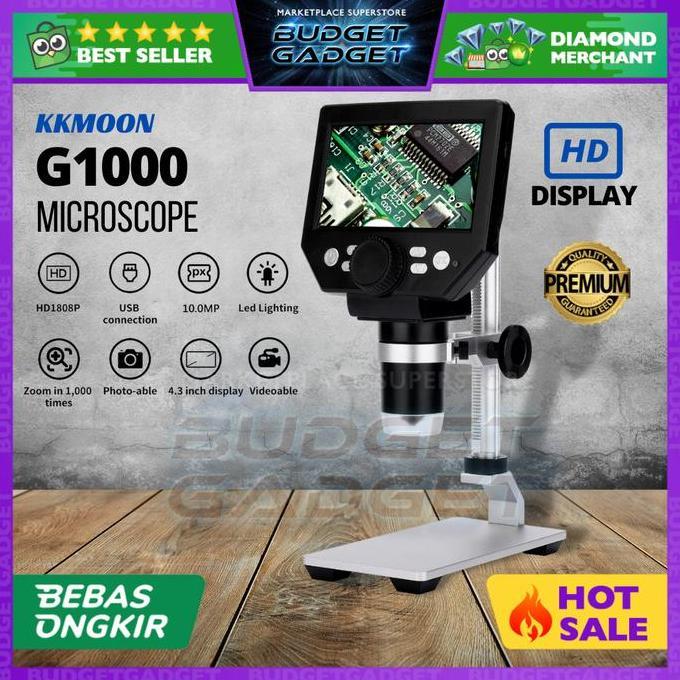 TERBARU - KKMOON Mikroskop Digital USB dengan Monitor & Stand - G1000