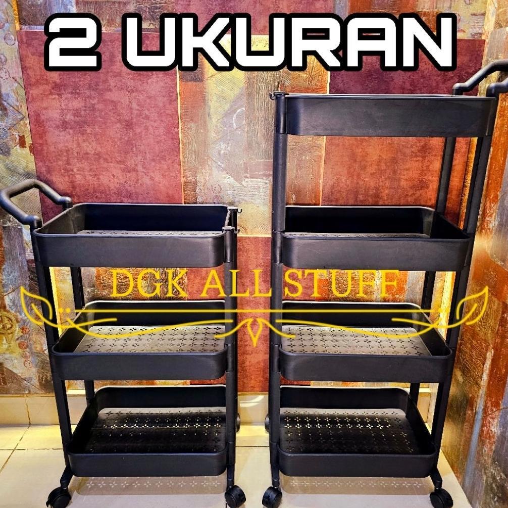 Rak Keranjang Troli Segi Persegi Dapur Salon Dorong Toilet Kamar Mandi Buku Ciki Snack Make up Skinc