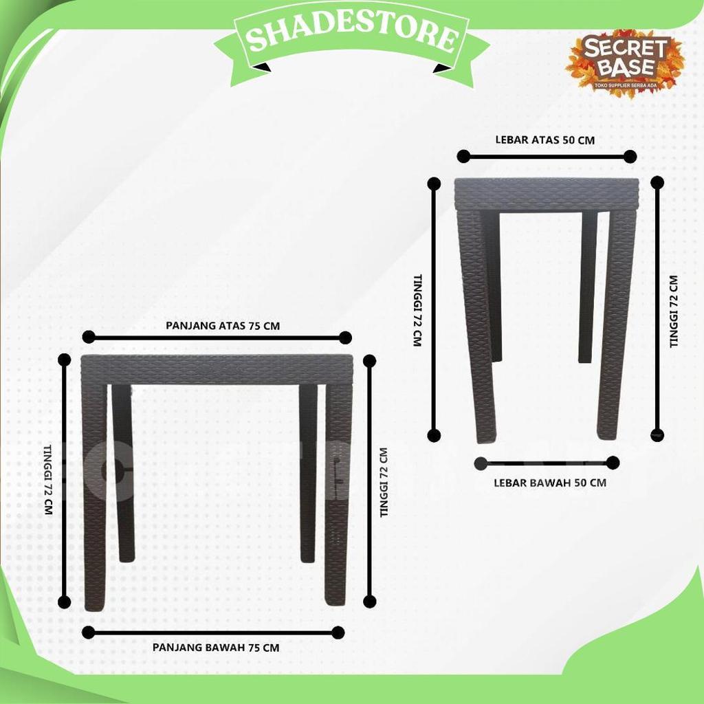 Meja Motif Rotan - Meja Plastik Besar / Meja Tamu / Meja Kafe Teras Taman Promo Puncak