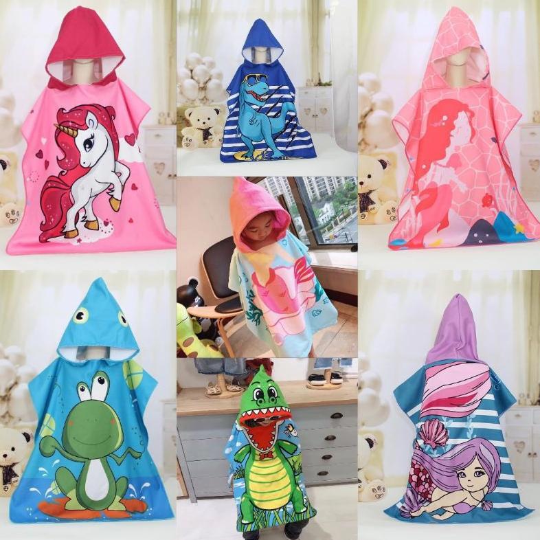 Handuk Ponco JUMBO Karakter | Handuk Renang Anak Tanggung Usia 7-12th | Handuk Mandi Anak