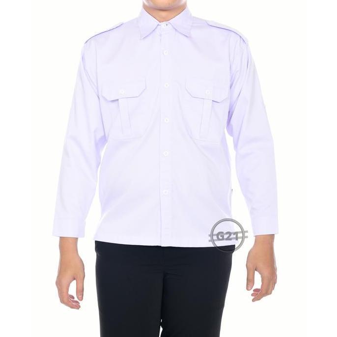 Kemeja Pdh Pdl Pns Putih Hitam Pria Lengan Panjang Kerja Kantor Bahan Katun Drill