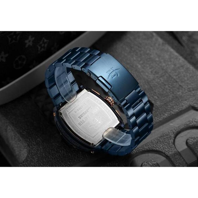 Buy 1 Get 1  jam tangan Evans Jayden Jam Tangan Pria 9554-2 Rantai Stainless Steel Kaca Sapphire Chr