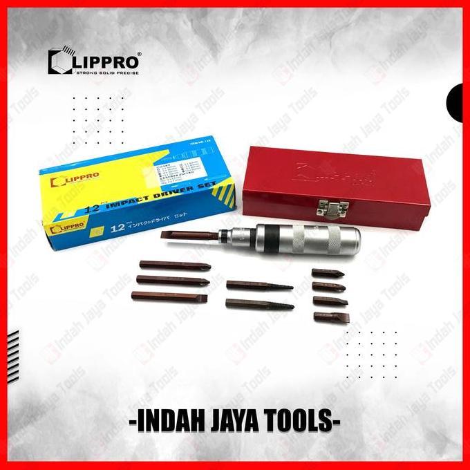 LIPPRO Obeng Ketok Set 12 Pcs - Impact Screwdriver Obeng Gedor Screw Driver