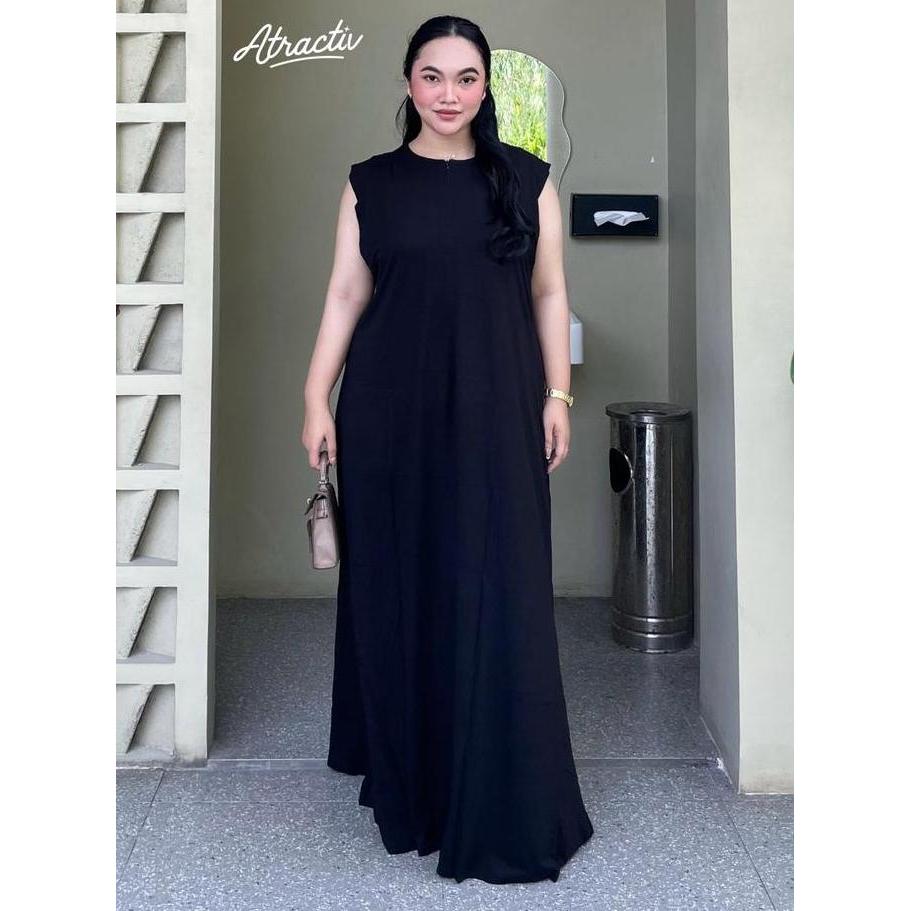 Promo ATRACTIV Dress Kaos Tanpa Lengan Jumbo LD130 LD142 Manset Gamis Jumbo COD