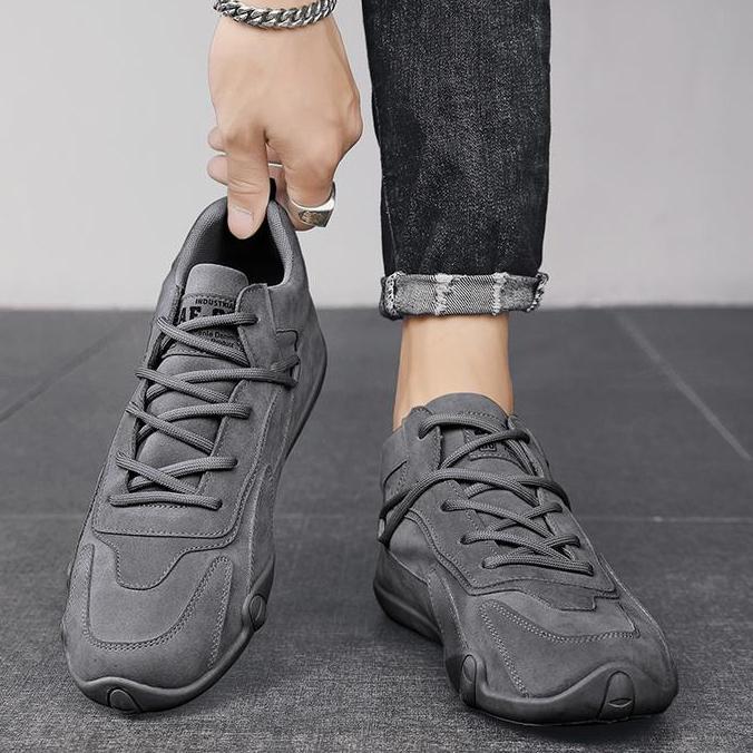 Techdoo Sepatu Beck Pria Sepatu Pria Sneakers Abu Casual Sport Running Shoes Olahraga Lari Sepatu Ta