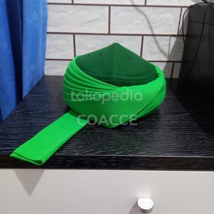 DT103 >> Peci Imamah Permanen 5 meter 7 Tingkat Lapis Polos BUNTUT Kopiah Putih Songkok