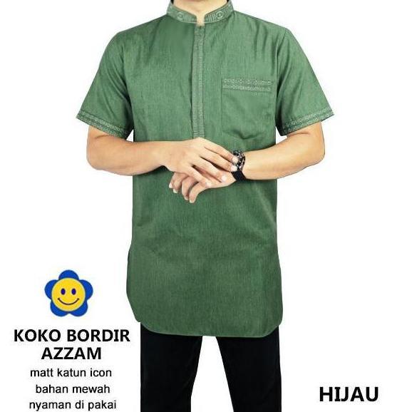 DB123 }} Koko Bordir Azzam - - Ukuran M-XXL - Matt Katun Icon - Baju Koko Qurta Pria - Baju Koko ata