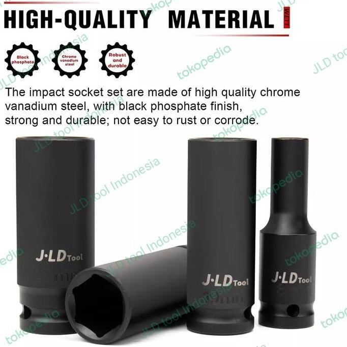 Mata Kunci Sok JLD Impact Panjang 1/2" 8-24MM Impact 10 pcs full set