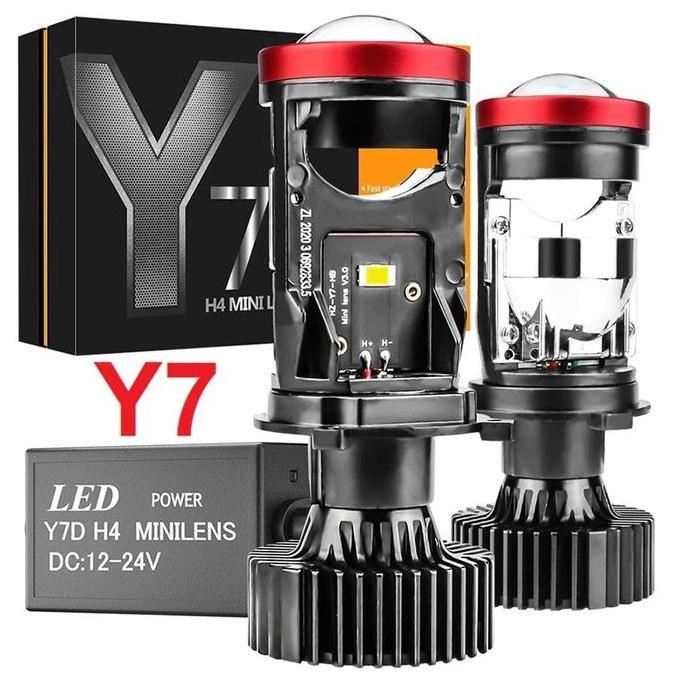 FANA Mini Projie Y7D  Lampu LED Super Terang Y11 H4 50/80/120/150watt Headlamp Lensa Proyektor Y7