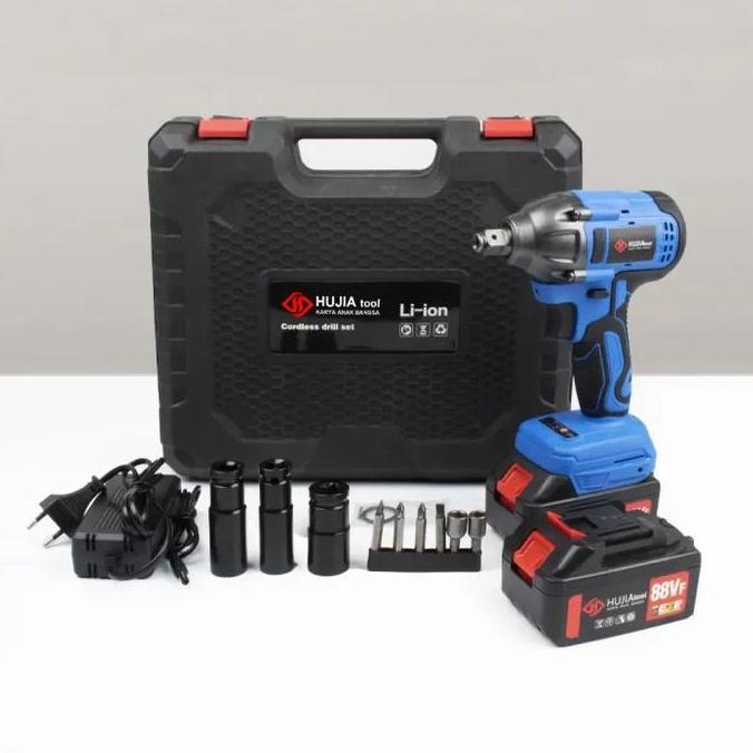 MORIFOYU HUJIA Tools impact wrench 88Vf 2 batrai cordles drill set mesin bor