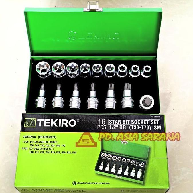 16 Pcs Set Mata Kunci Sok L Bintang 1/2" TEKIRO / Star Socket Wrench