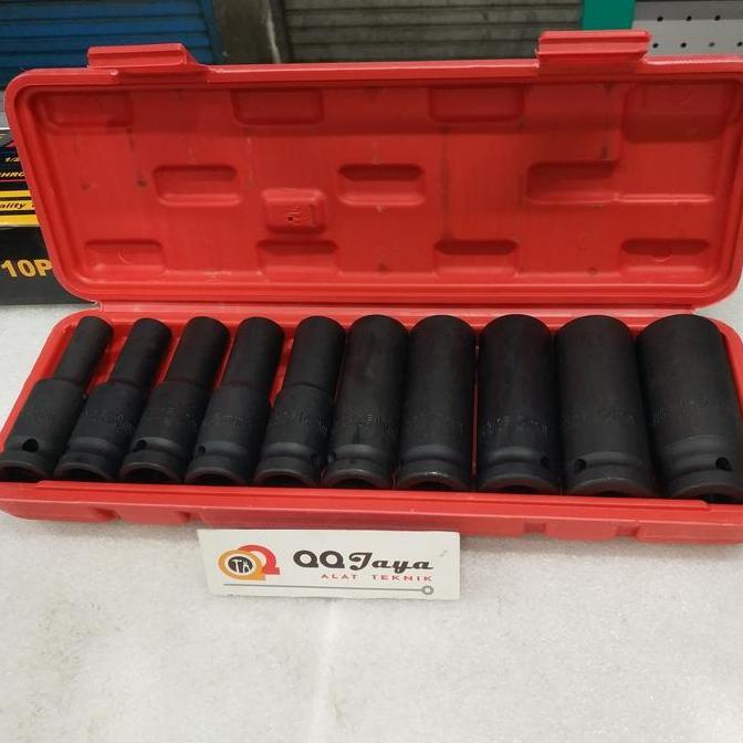 Kunci sok impact set 10 pcs (8-24 mm) - Deep impact socket