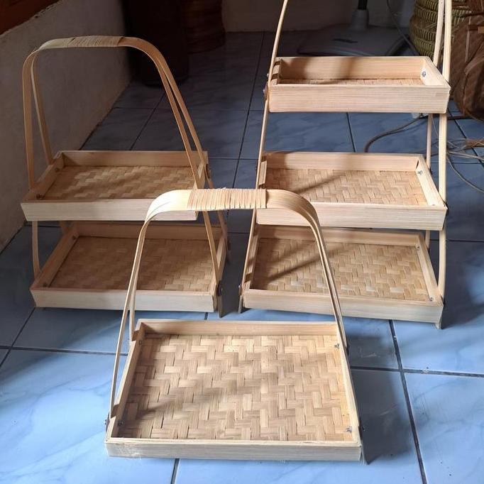 rak susun bambu kayu display tampah kotak susun DS