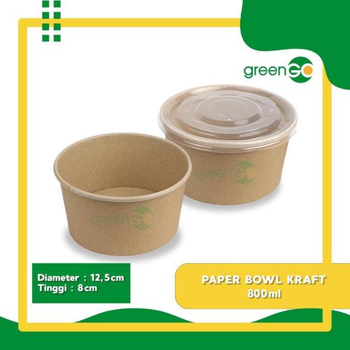 PAPER BOWL KRAFT 360 ML - 500 ML - 650 ML - 800 ML ISI 25 SET PAPER BOWL + TUTUP PAPER BOWL COKLAT P