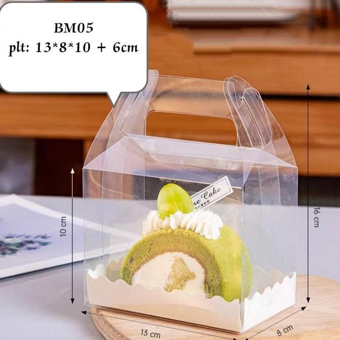 Box Mika Kue BM05/ Kotak Kue Bolu Gulung Mini Mika Bening/ Cake Box
