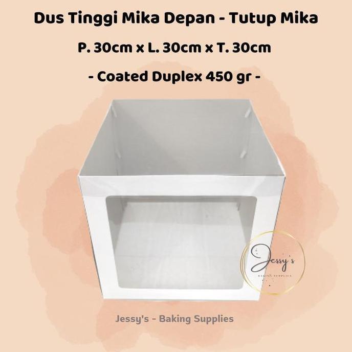 Dus Box Kotak Kue Cake Tinggi Mika 30 x 30 x 30 Putih Polos