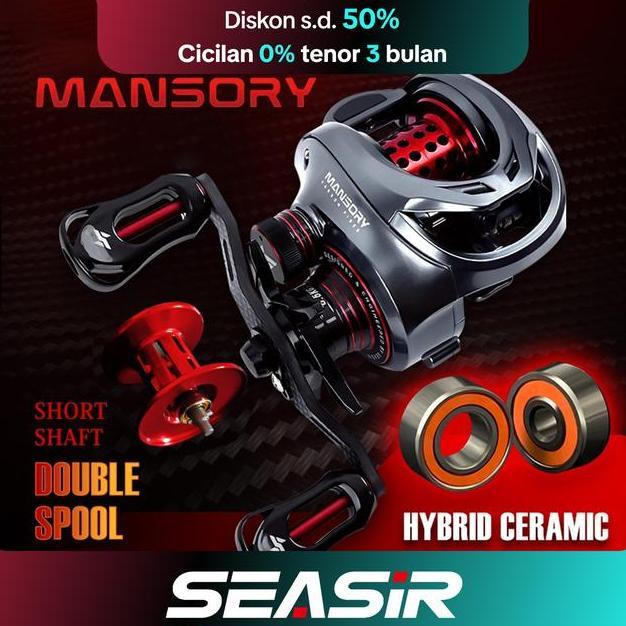 Seasir Mansory Reel Pancing Baitcasting Kirikanan 2 Kumparan Gagang Pegangan Rangka Serat Karbon 8.5