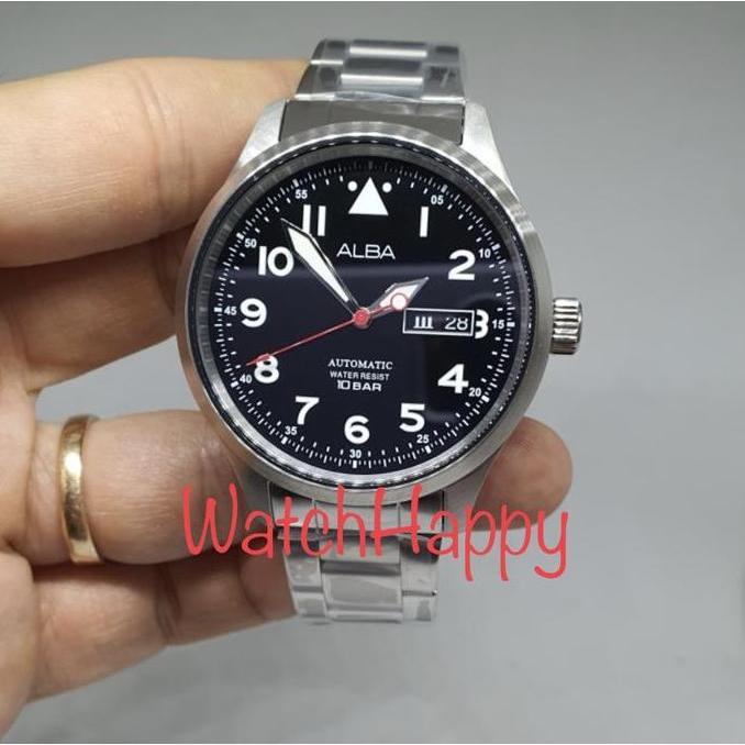 ALBA AL4205X1 MEN ANALOG AUTOMATIC BLACK DIAL AL4205 STAINLESS BAND BEST SELLER ORIGINAL