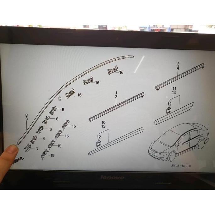 Karet List Roof Atap Bagian Atas Samping Kaca Depan Civic FD FD1 FD2
