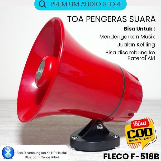 Toa Speaker Bluetooth Perekam Pengeras Suara Bisa Sambung Ke Batterai Aki Fleco F-518B Toa Jualan Ke