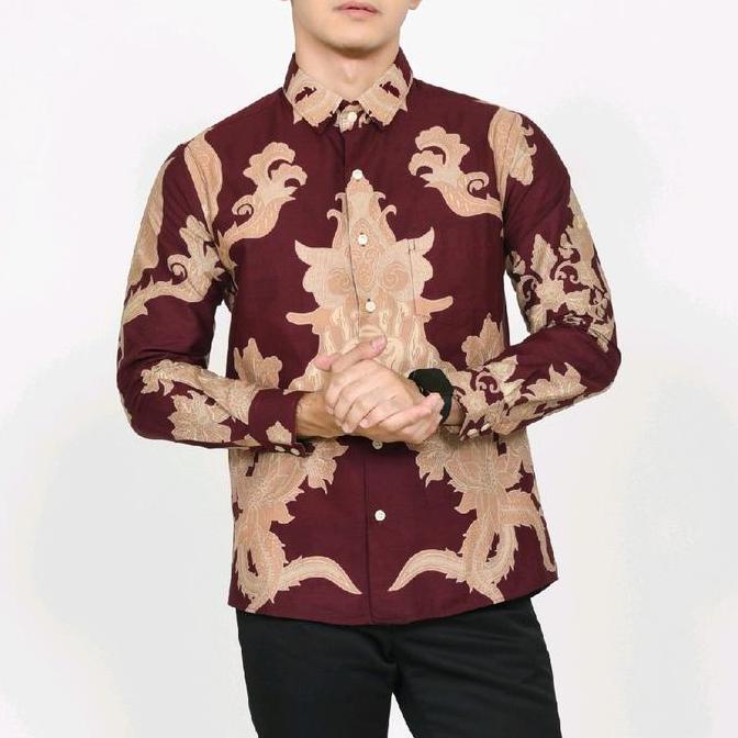 Kemeja Batik Pria Merah Baju Merah Pria Imlek Edition Lbl1216