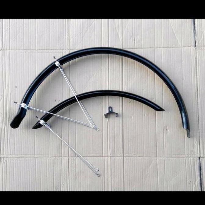 Fender Spakbor Sepeda 26 Chromoplastik Hitam Polos Glossy Solid Tiang Fender Sudah Stainless