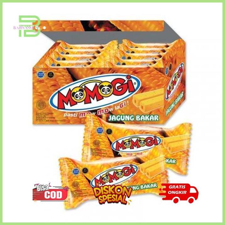 New yui-7 Do86 MOMOGI Stick Makanan Ringan Ekstrudat - Netto 10 pcs x 5 gr Jagung Bakar 1 Dus Berkua