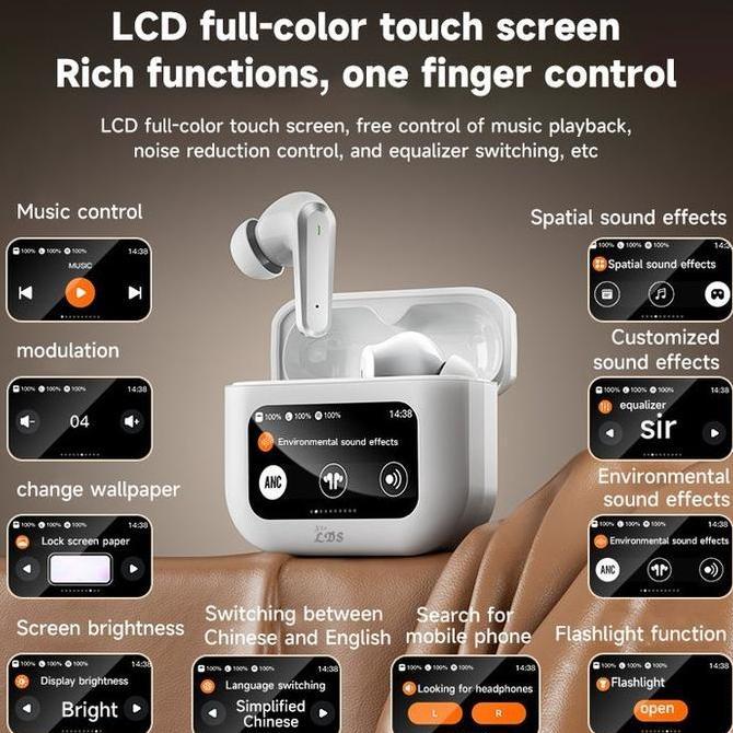 Bisa CODQ30 PRO Imo Anti Air IP67 ANC/ENC TWS Earphone Headset Bluetooth V5.4 Smart Screen Active No