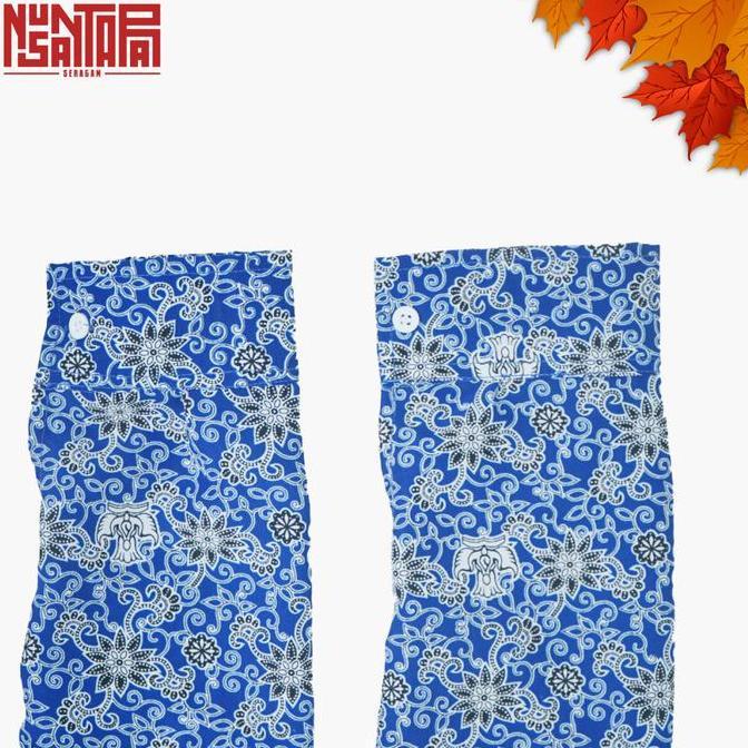 Baju Batik Sekolah Bunga Rampe Biru Size SMP/SMA Lengan Panjang