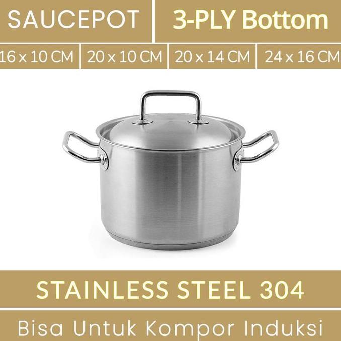 Panci Stainless Steel 304 BIMA Chef de Cuisine Saucepot Induksi 3-Ply Bottom
