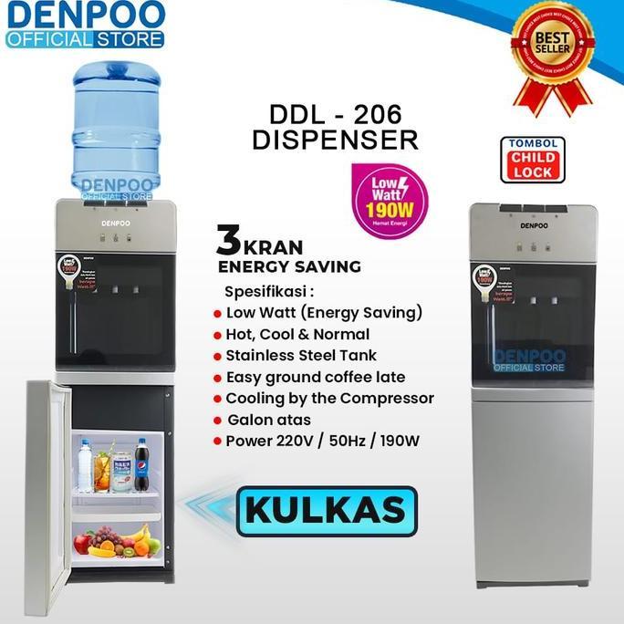 Dispenser Denpoo DDL 206 bagian bawah kulkas