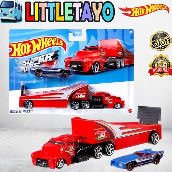 Hot Wheels Super Rigs Rock n Race with Govner Diecast Mobil Truck Trailer Fleet Towing