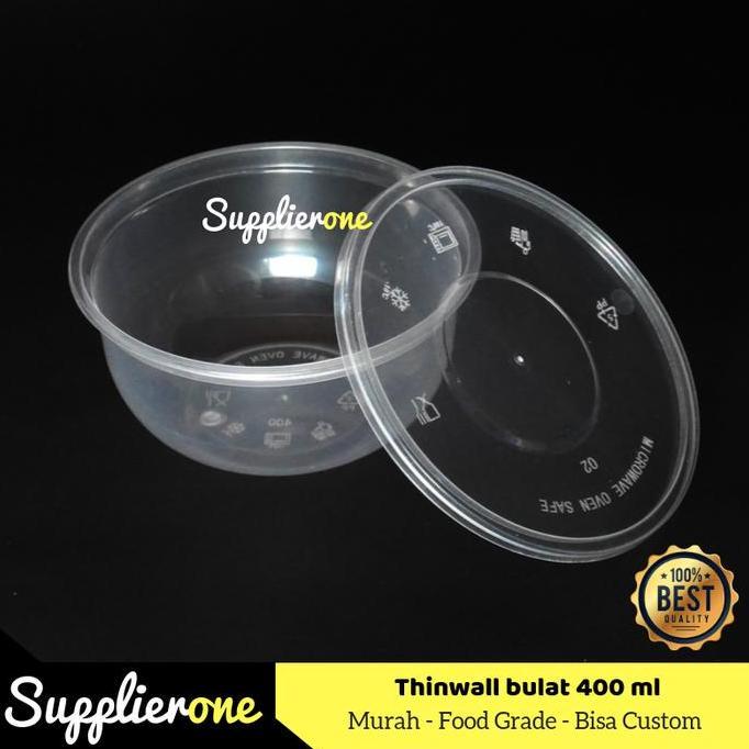 Thinwall Bulat 400 ml, mangkok plastik bulat, wadah plastik bulat