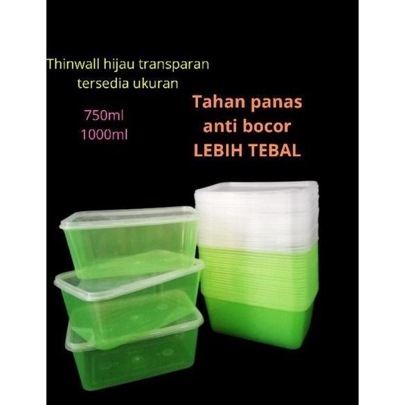 Thinwall 750ml warna transparan (isi 10 Pcs) kotak makan plastik